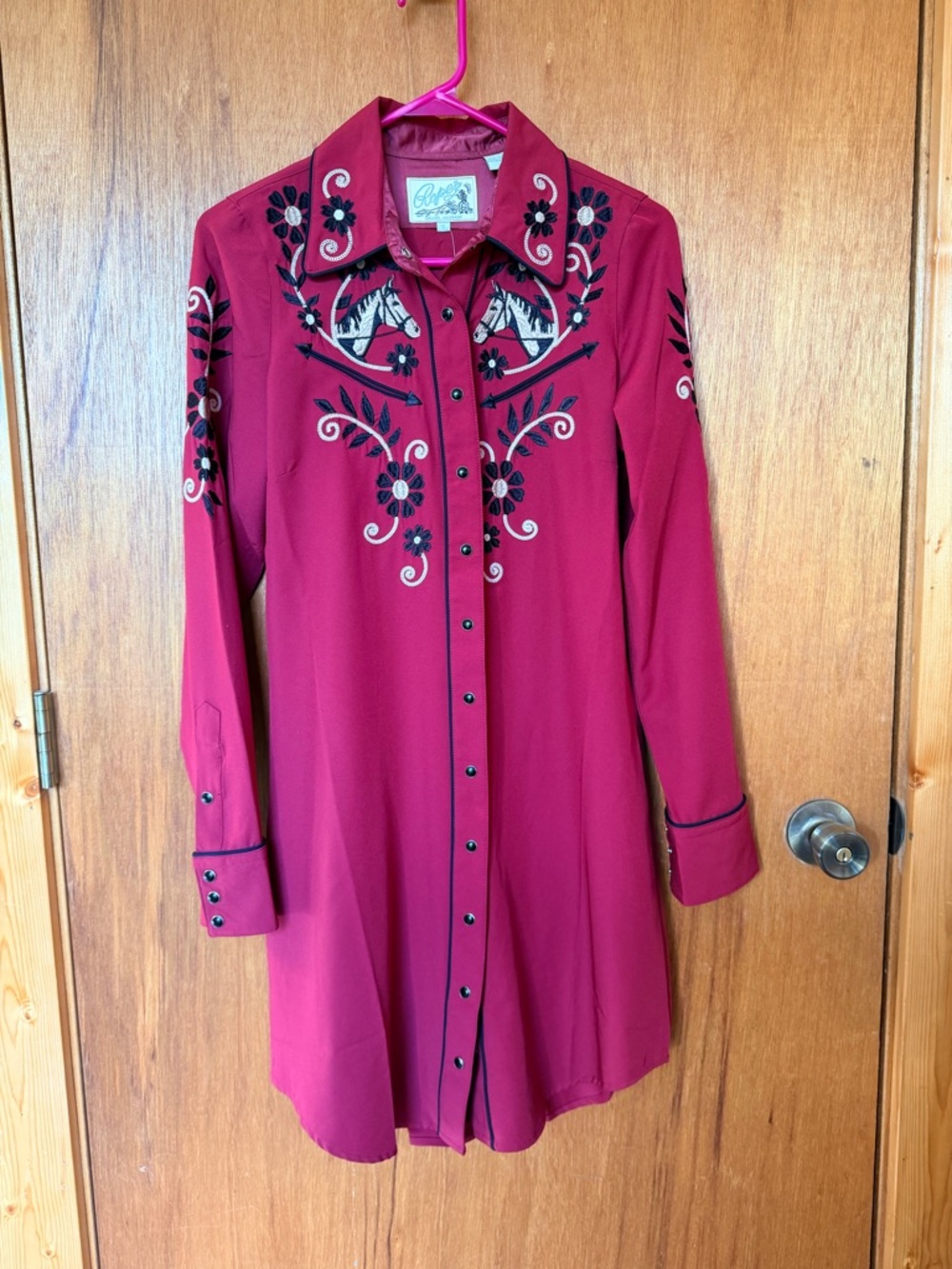 Roper Red Western Embroidered Snap Dress